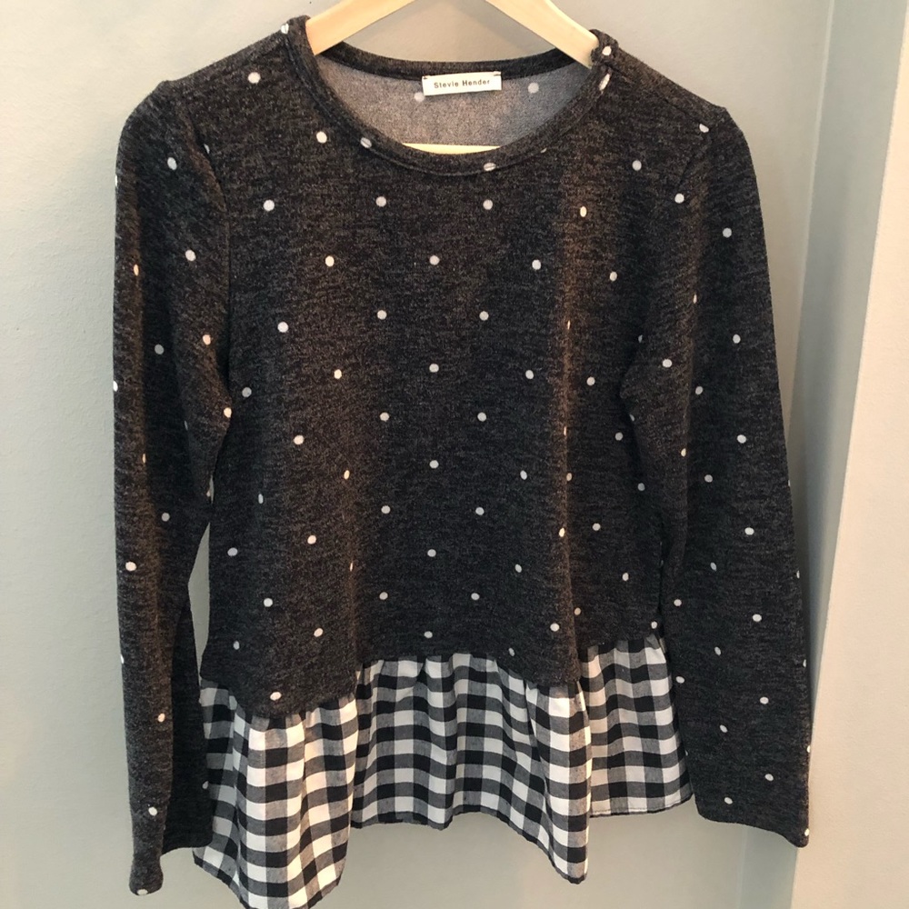 Stevie Hender Polka Dot and Plaid Sweater